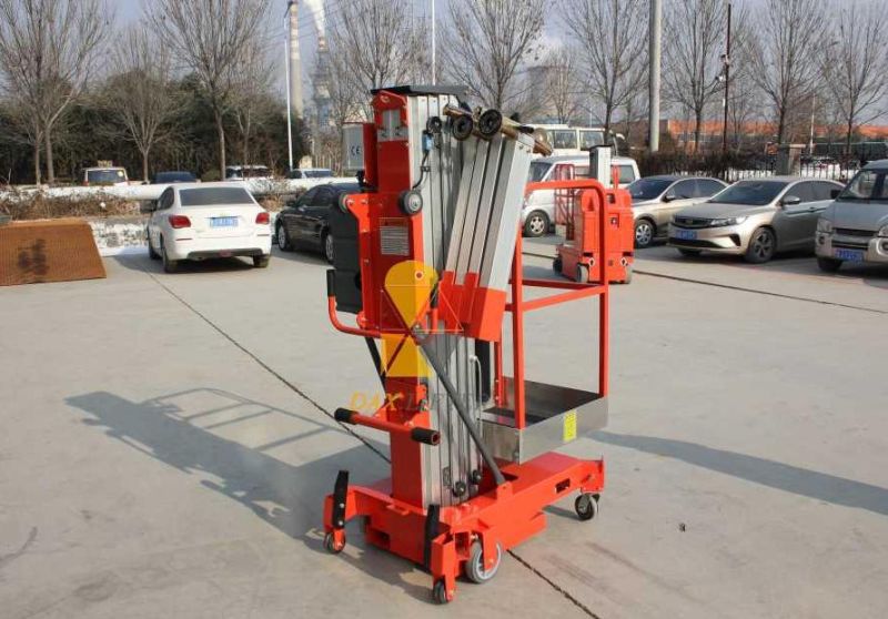Single Mast CE Approved Vertical Two One Man Lift Aluminum Work Aerial Platform