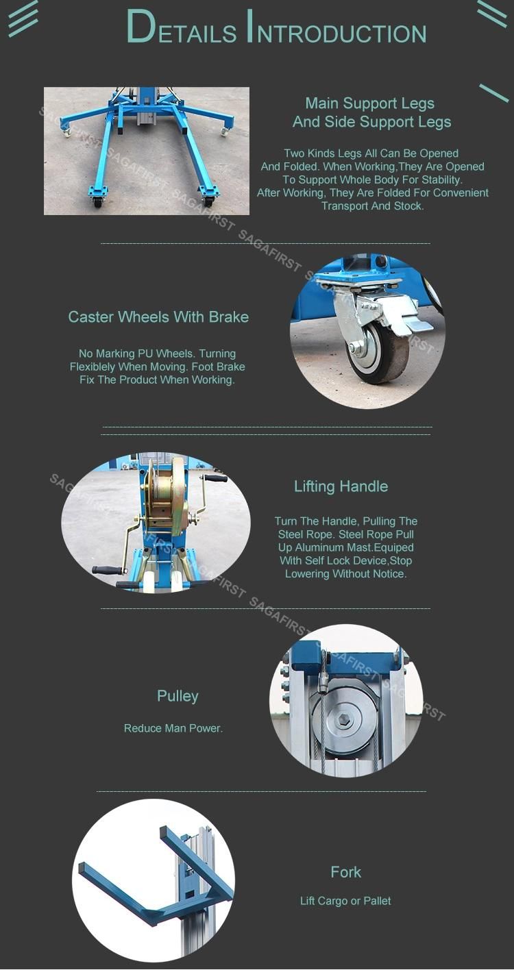 CE Certificated Mini Aluminum Aerial Hydraulic Man Lift Crane