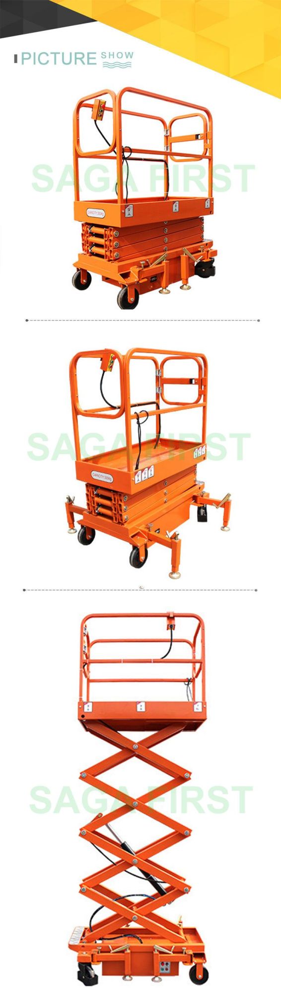 V 3m 3.9m Mini Semi Electric Mobile Hydraulic Scissor Lift Table