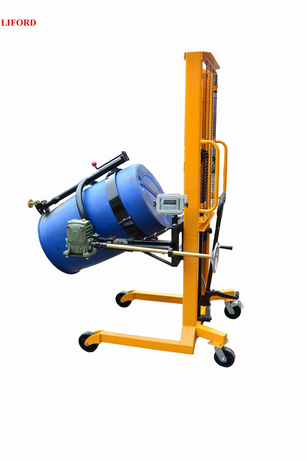 Economic 400kg Capacity 1500mm Lifting Height Hydraulic Manual Oil Drum Stacker