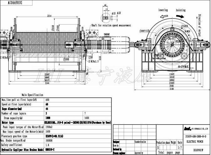 Ini 600kn Marine Winch with Caliper Brake