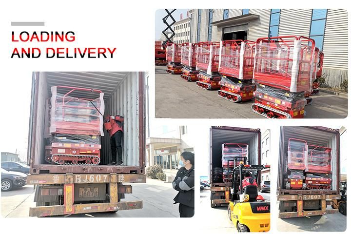 6m 8m Factory Price Crawler Hydraulic Outrigger Electric Scissor Lift Platform on Tracks