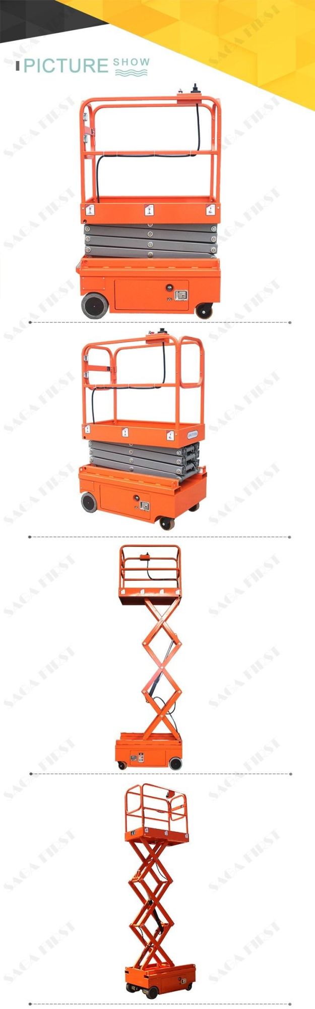 3m 4m Hydraulic Semi Electric Mobile Hydraulic Scissor Lift Work Platform