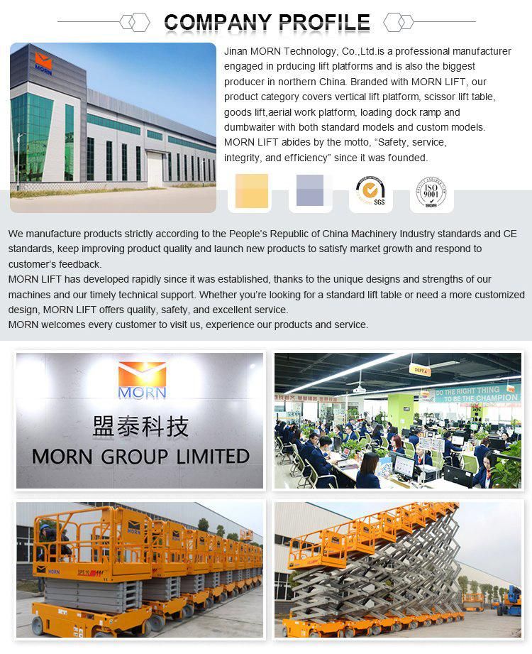 Hydraulic Self-Propelled Morn CE China Mobile Lift Scissor Lifting Platform