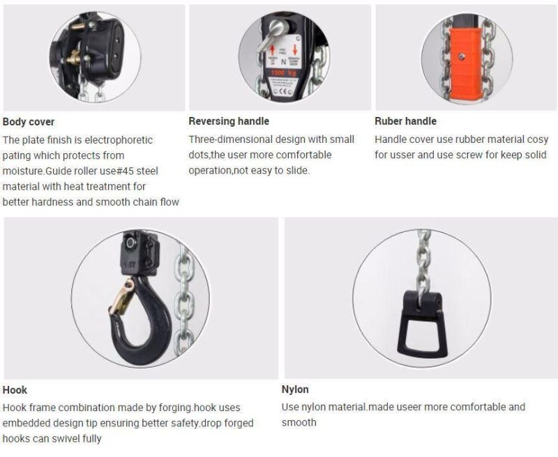 Dele Manufacture Hoist Price Dh Type 6t Manual Lever Hoists and Chain Hoist