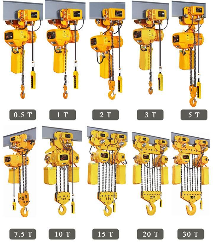 0.5ton-20ton Good Price Large Capacity Lifting Electric Chain Hoist Giant Lift Chain Block with Monorail Trolley Type with CE Certification (HHBD-I-T Series)