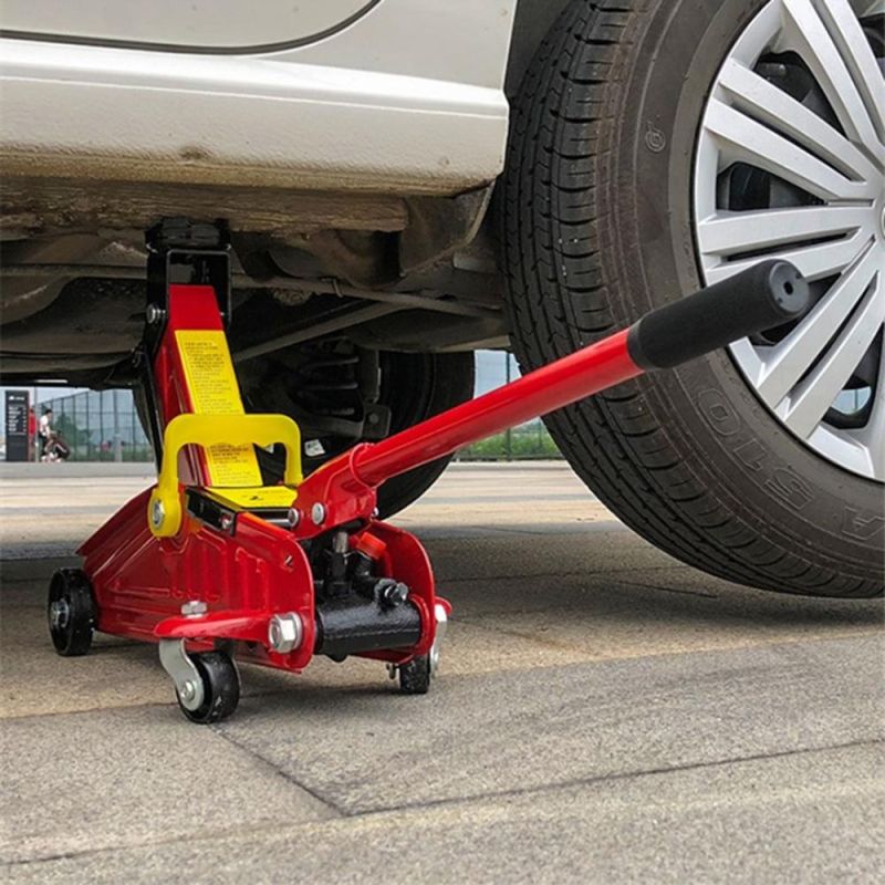 1 Ton Portable Auto Tools Red Car Hydraulic Trolley Floor Jack with Wheels (38400801C)
