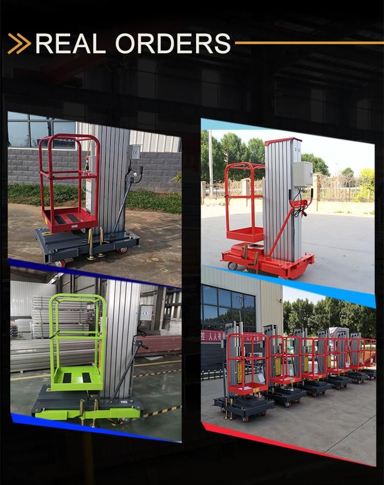 6m-10 Work Platform Standard Aluminum Single Mast Machine Lifter Hydraulic Electric Lifter