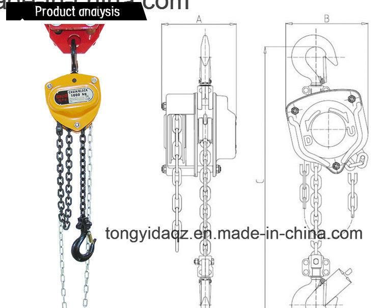 1 Ton 2 Ton Chain Hoist 3 Ton 5 Ton Hand Chain Block with Ball Bearing