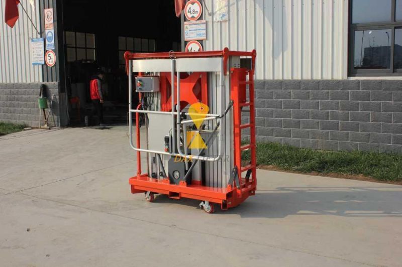 Economic Safe Double Mast Hydraulic Drive Aluminum Lift with Outriggers