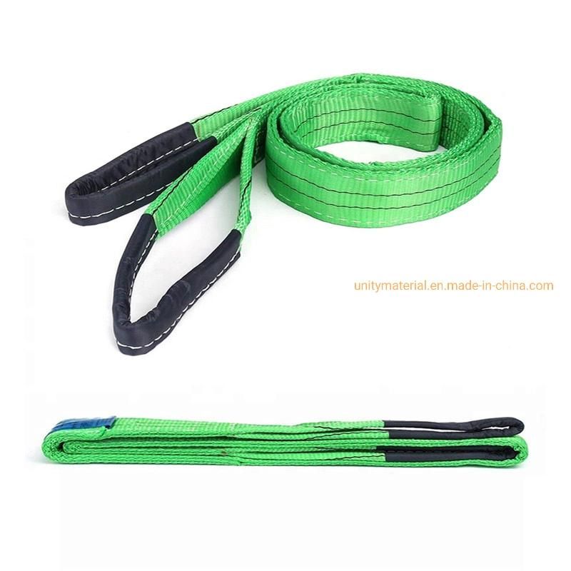 1, 000 Kg 2t 10 Ton Single Ply Safety Factor 7: 1 Flat Polyester Textiles Double Eyes Webbing Soft Tape Fabric Color Code Lifting Sling Belt for Heavy Duty