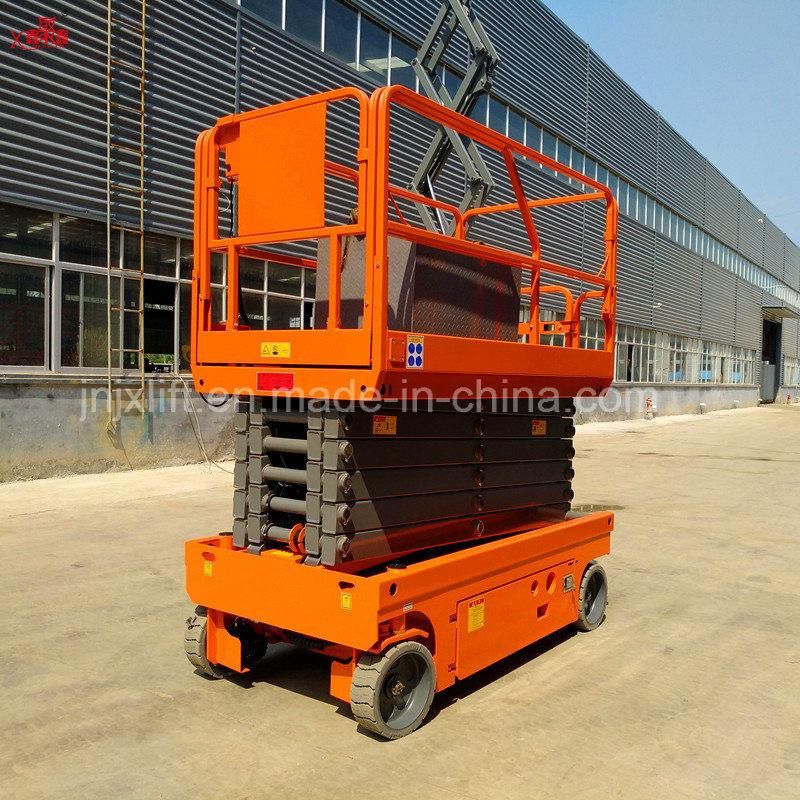 8m Height 300kg Capacity Self Auto Moving Scissor Lift Platform with Diesel Engine or Battery Operate