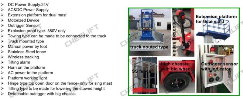 10 Meters Triple Mast Aerial Work Platform Aluminum Vertical Lift