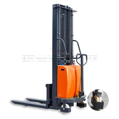 1ton/1.5ton Capacity Semi Electric Pallet Truck Jack Stacker Material Lifting Height 1600-3500mm with Adjustable Forks