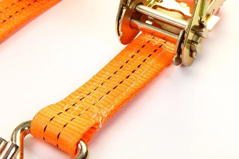 35mm 1.5" 2tons Cargo Lashing Belt Ratchet Tie Down Strap with Double J Hooks
