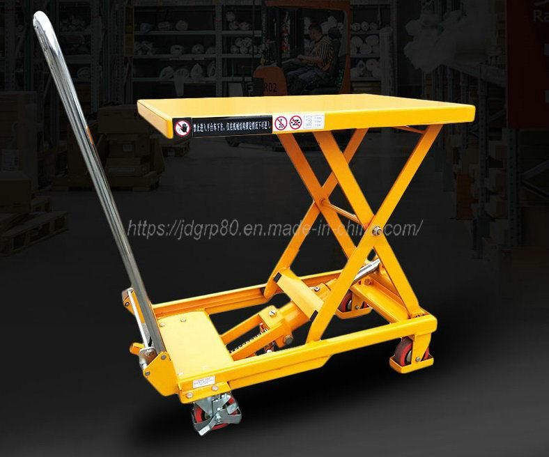 Manual Foot Pedal Hydraulic Pump Operated Mobile Lift Table Hydraulic Scissor Table Platform Lifting Trolley