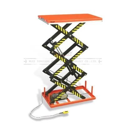 Stationary Lift Table Platform Three Scissor Electric Lift Table Capacity 1.0-2.0ton