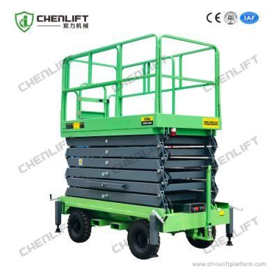 14m Scissor Lift Aerial Work Platform 1 Ton Loading Capacity