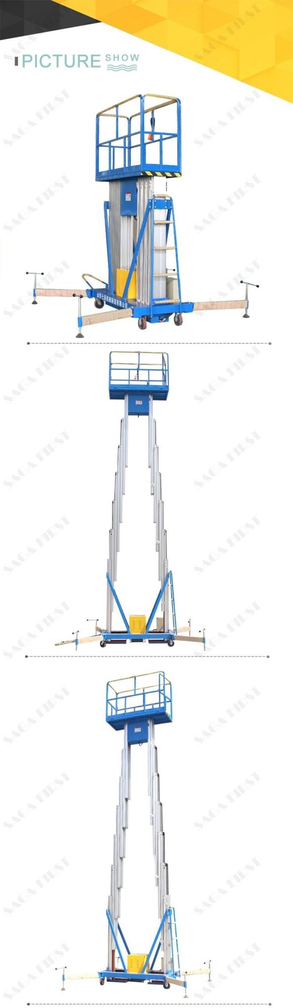 High Quality Standard Dual Mast Aluminium Platform Electrical Lifter