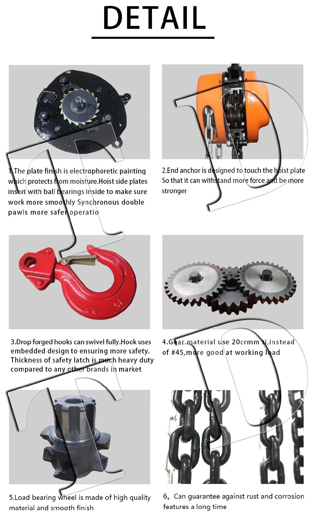 High Quality Manual 1ton 2ton 3ton 5ton 10ton 20ton Tojo Chain Block Chain Hoist