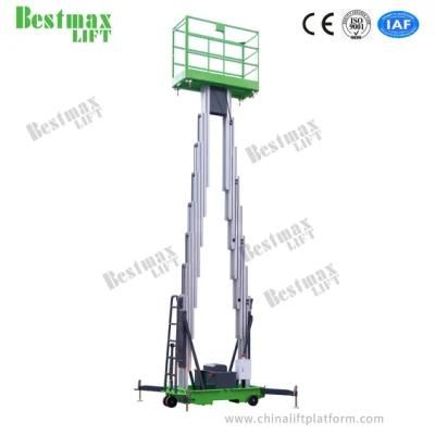 12m Manual Pushing Vertical Lift Double Mast Electric Lift