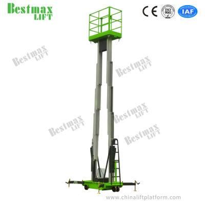 14m Manual Pushing Vertical Lift Double Mast Aerial Work Platform