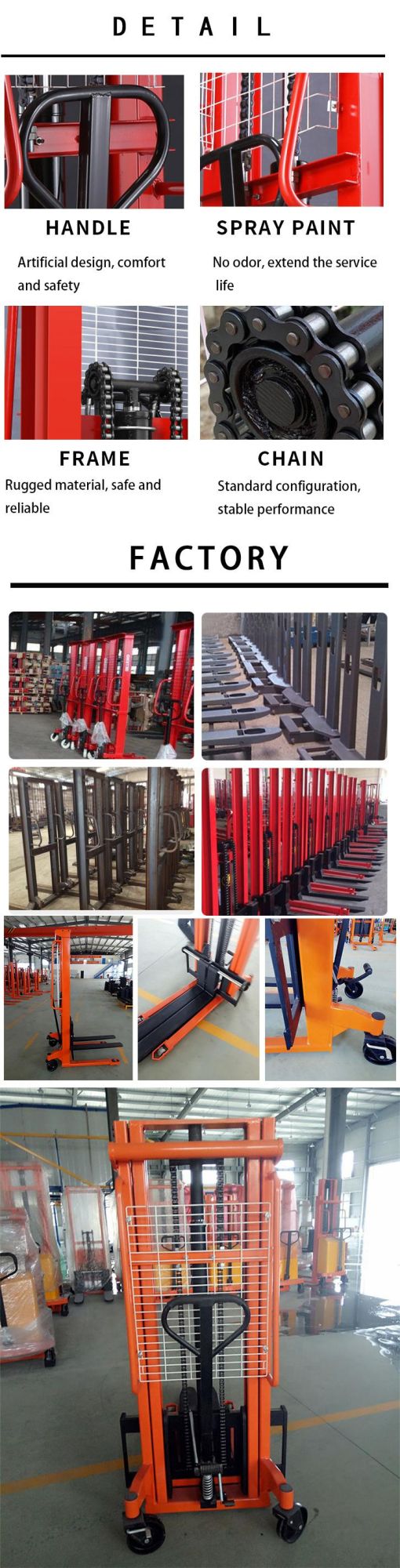 High Strength Stacker Lifter Manual Pallet Stacker Forklift Curtis Controller Counterbalance Load Walk Stacker