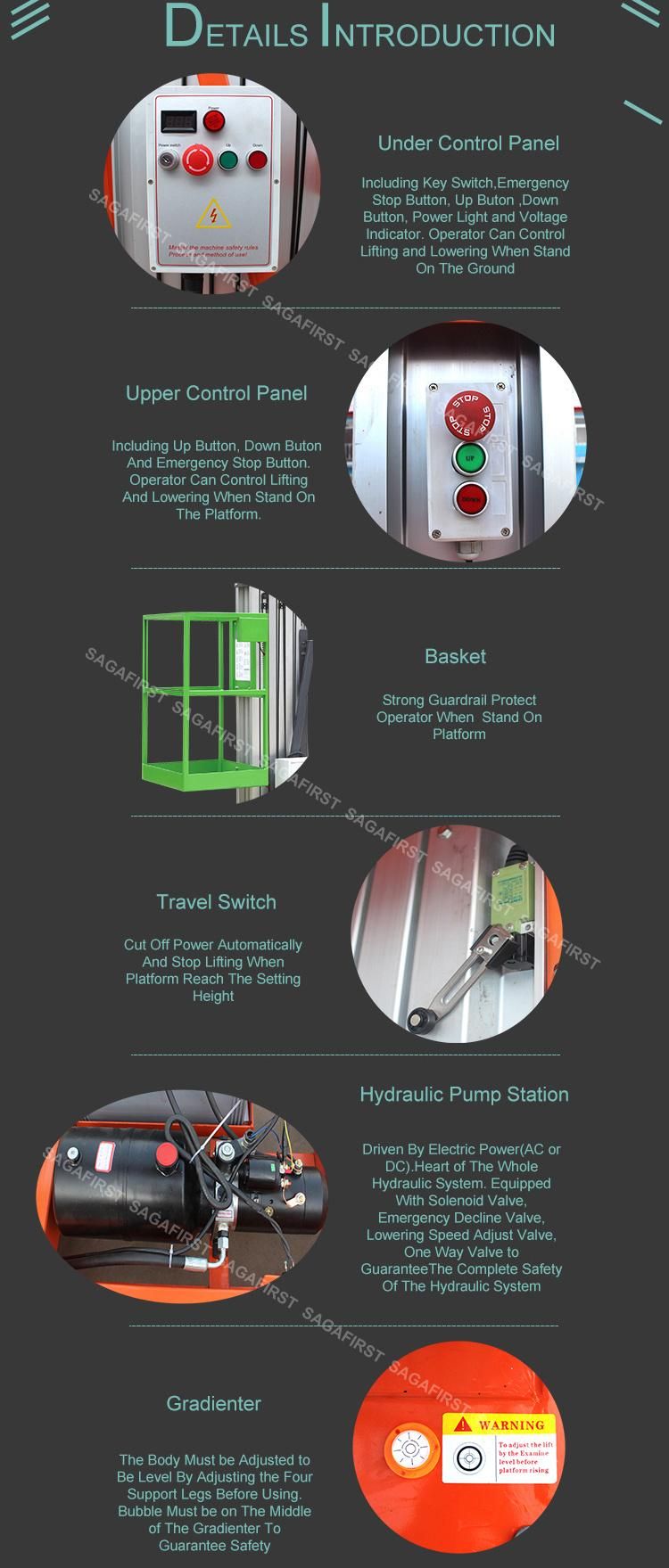 Customise Portable Masts Aluminum Man Ariel Work Lift Platform