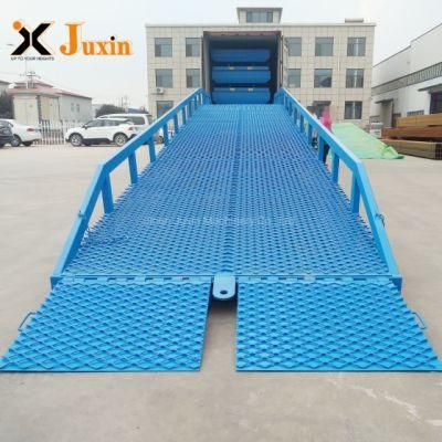 10t 11.1*2.1m Table Size Manual Hydraulic Forklift Mobile Container Loading Ramp Wheel Chock Anti-Sjid Solid Tires 1.1-1.8m