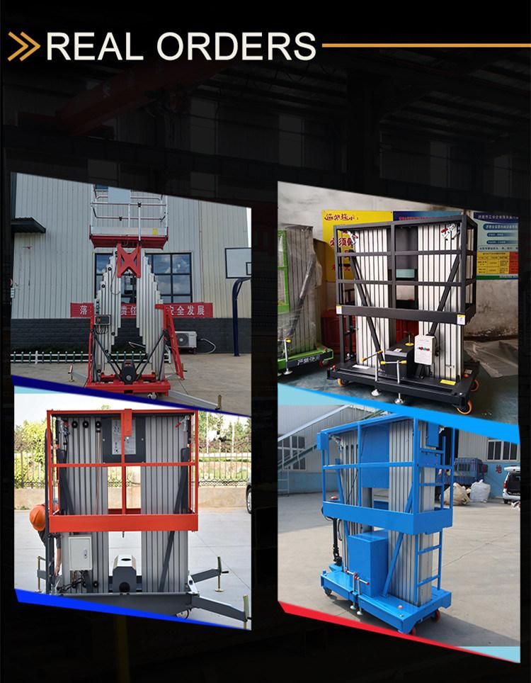 6-12m 200 Kg Load Economic Dual Mast Aluminium Alloy Hydraulic Lift Machine