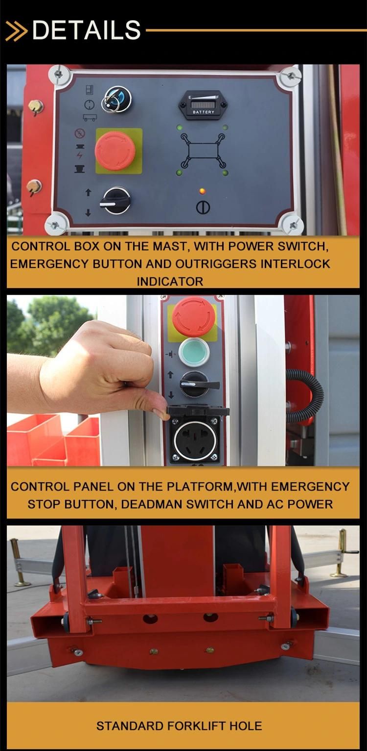 6-16m High-End Aluminium Alloy Dual Mast Electric Man Lift