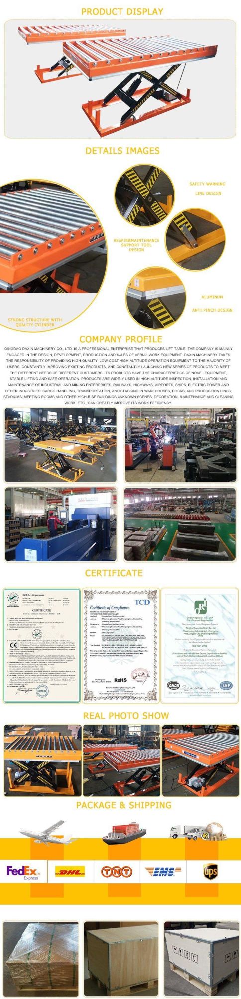Heavy Duty Large Load Scissor Lifting Table with Roller