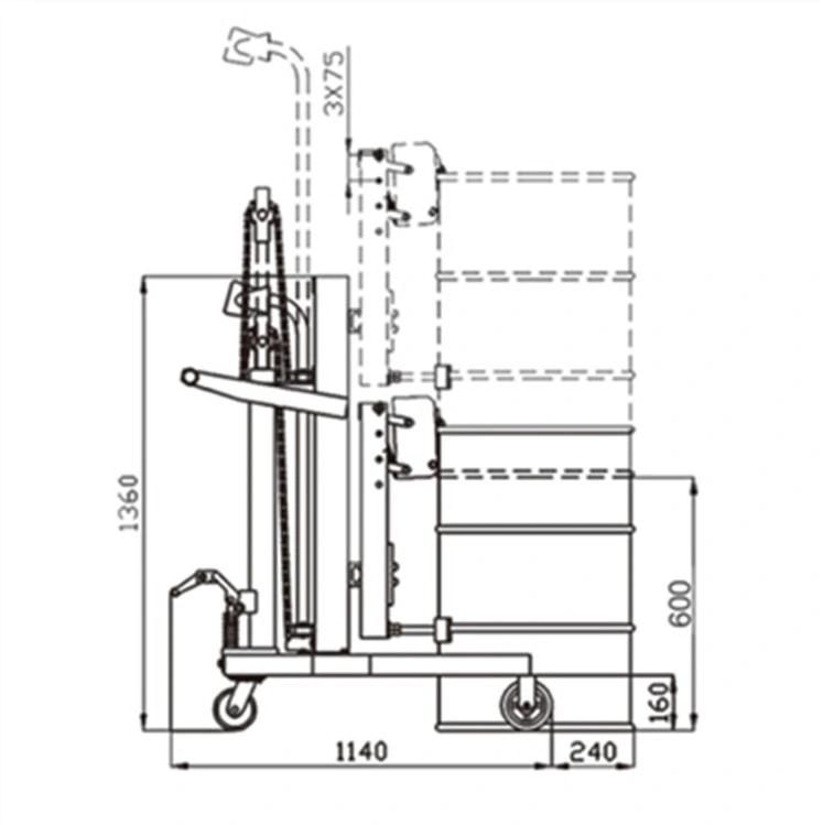 High Quality Loading Capacity 450kg and Lifting Hight 600mm Hydraulic Drum Carrier with Scale