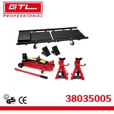 2t Hydraulic Trolley Floor Jack/Auto Axle Stand/ Creeper Board Combination Kit Suitable in Garage/Workshop Inspection (38035005)