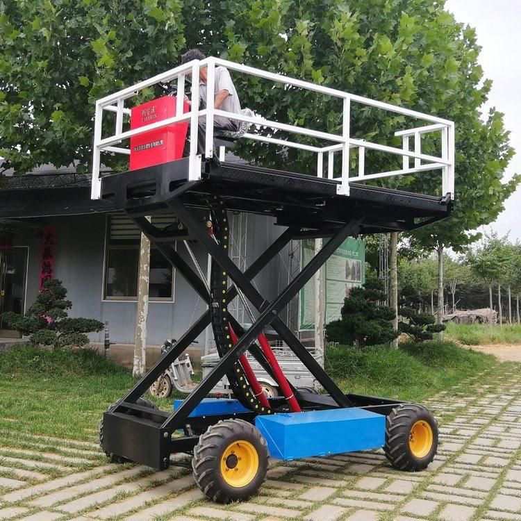 Self-Propelled Lift Fully Automatic Scissor 0.9-3.4m Electric Aerial Lift Table Work Platform 700kg Four Wheels