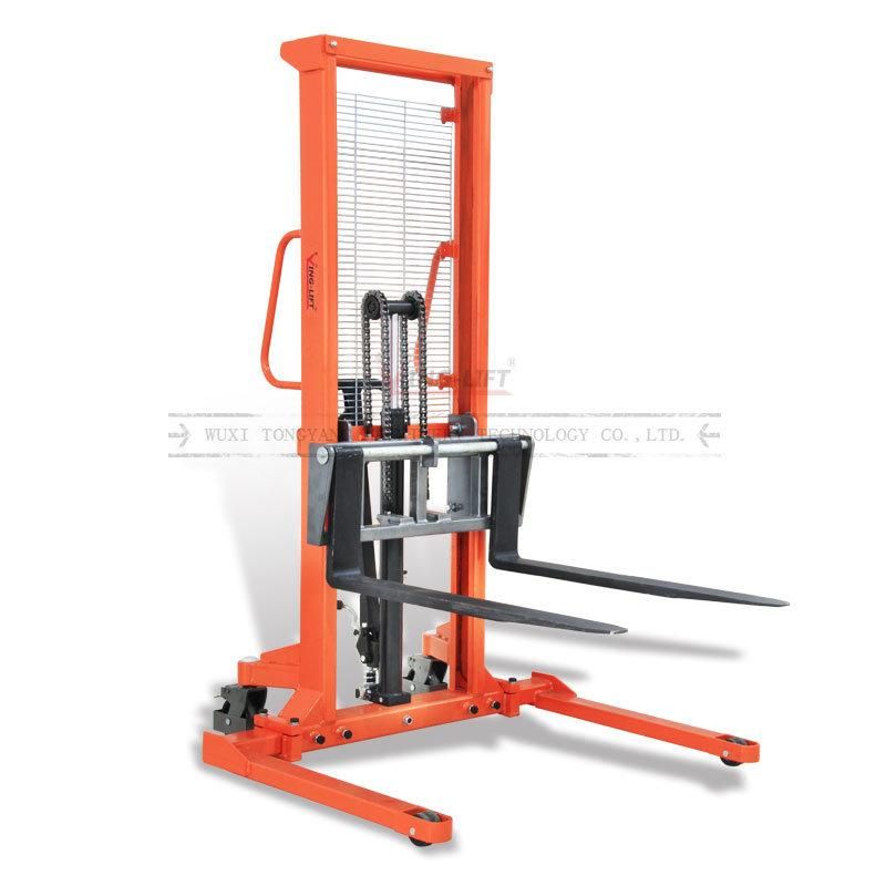 Hydraulic Hand Pallet Forklift Materila Stacker with Adjustable Forks 1000kg Capacity 1500mm Lifting Height