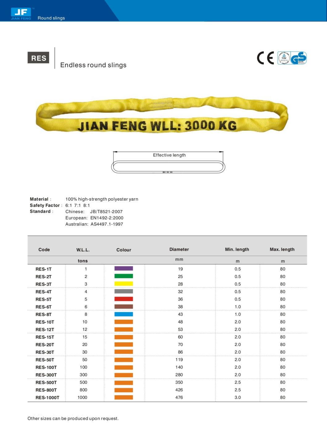 Synthetic Slings Heavy Duty Synthetic Round Sling Polyester Round Sling for Marine and Offshore GS CE Dnv