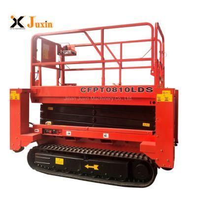 10m Working Height Tracked Crawler Scissor Lift Man Lift for Air Job Lift with Jacks