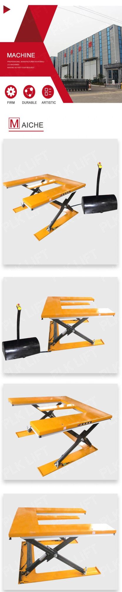 CE Certified 1 Ton Capacity Low Self Height Mini Hydraulic Scissor Lift