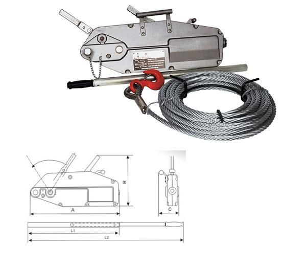 Portable 1.6 Ton Grip Puller Lever Hoist with Cable Aluminium Alloy Wire Rope Lever Block