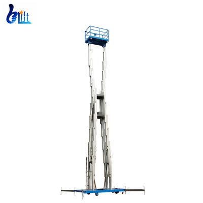 6-12m 200kg Load Portable Hydraulic Full Electric Driving Dual Mast Aluminium Alloy Lifter