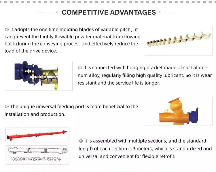 Compact Ctructure and Light Weight Ash Cement Spiral Screw Conveyor