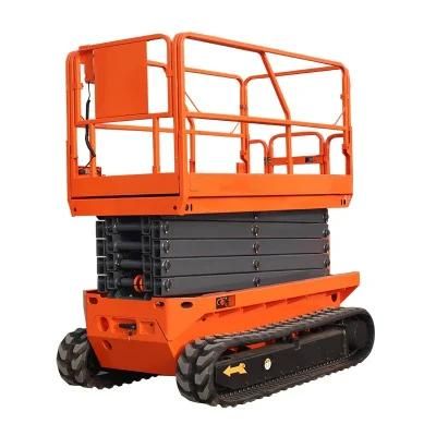 Manual Electric Scissor Lift Self-Propelled Rough Terrain Crawler 6-12m Lift Height