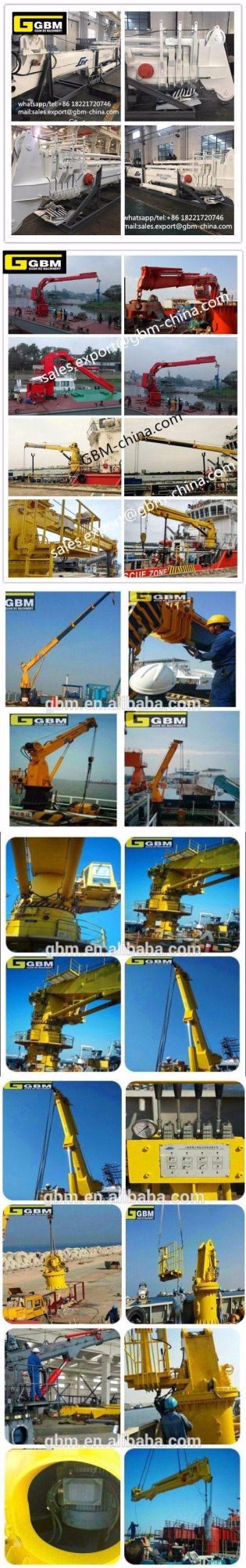 Jib Ship Marine Hydraulic Telescopic Knuckle Boom Crane ABS Approved