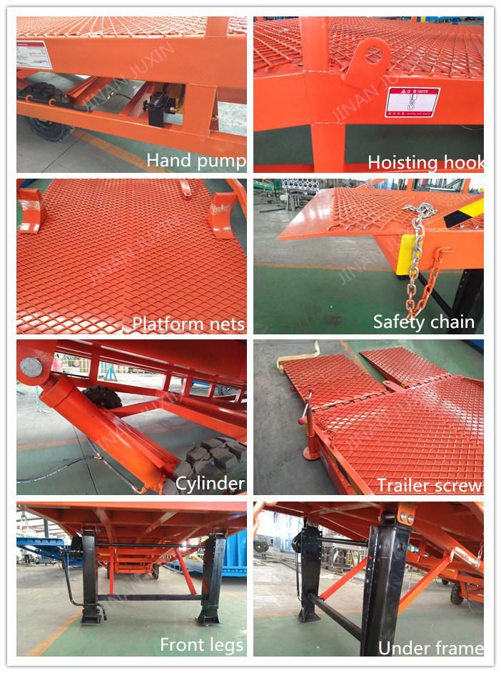 10 Tons Mobile Hydraulic Dock Ramp Container Loading Unloading Platform with Supporting Legs Two Wheels