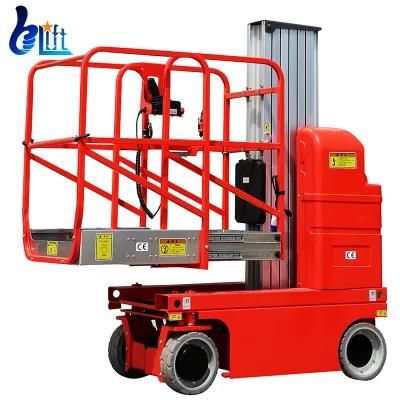 7.5m Load 125kg Self Driven Single Mast Aluminum Work Platform Hydraulic Table Lift