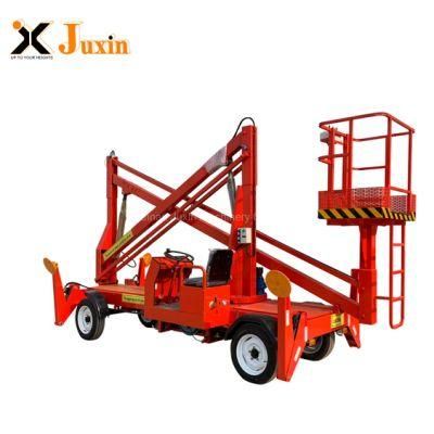 12m 14m Towable Hydraulic Cherry Picker Aerial Platform Genie Boom Lift with Wheels