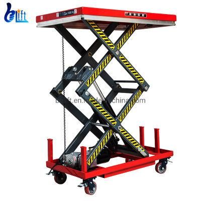 1ton Small Hydraulic Movable Electric Scissor Lift Tables with Wheels