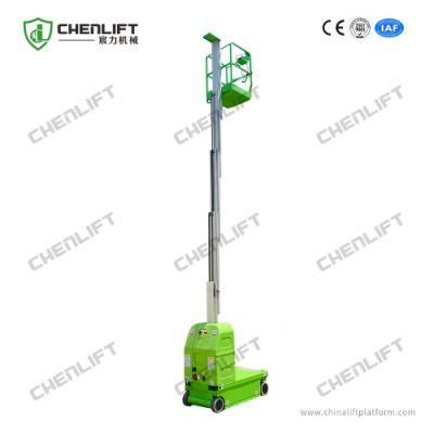 6m Single Mast Aluminum Aerial Lift Platform Electric Vertical Lift with 125kg Capacity