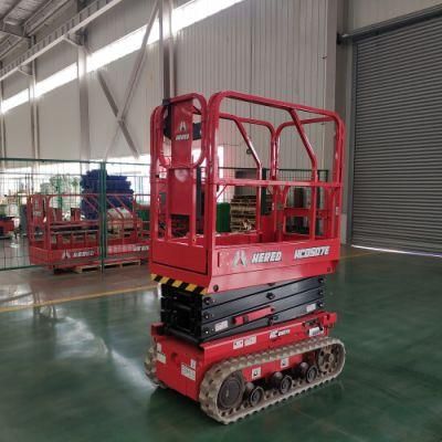 China High Quality Hered 4m 5m 6m 8m Crawler Type Scissor Lift Man Lift Mobile Tracked Boom Lift Mini Indoor in House Work Platform